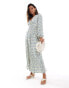 ASOS DESIGN viscose v-neck long sleeve midi dress with tie front detail in ditsy floral Verspielt geblümtes, 46 - фото #3