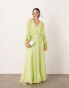 Фото #1 товара ASOS EDITION extreme chiffon gathered waist maxi dress in apple green