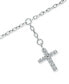 ფოტო #3 პროდუქტის Cubic Zirconia Dangle Cross Ankle Bracelet in Sterling Silver, Created for Macy's