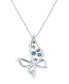 ფოტო #1 პროდუქტის Multicolor (1/5 ct. t.w.) & Diamond Accent Openwork Butterfly 18" Pendant Necklace in Sterling Silver