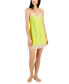 ფოტო #1 პროდუქტის Women's Lace-Trim Stretch Satin Chemise, Created for Macy's