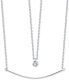 Cubic Zirconia Pendant & Curved Bar Layered Necklace in Sterling Silver, 16" + 2" extender