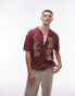 Topman relaxed floral embroidered knitted shirt in plum Фиолетовый, M - Chest 40 - фото #1