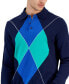 Фото #3 товара Men's Argyle Long Sleeve Rugby Sweater, Created for Macy's