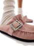 Free People diamante buckle slip on buckle mules in frosted pink