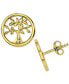 ფოტო #1 პროდუქტის Cubic Zirconia Tree Disc Openwork Stud Earrings in 14k Gold-Plated Sterling Silver