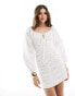 Pretty Lavish linen blend ruched front mini dress in cream