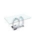 Contemporary Design Tempered Glass Dining Table With MDF Middle Support And Stainless Steel Base