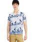 ფოტო #1 პროდუქტის Men's Wave-Print Short-Sleeve Button-Down Shirt