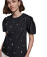 ფოტო #4 პროდუქტის Karl Lagerfeld Women's Embellished Short-Sleeve Blouse