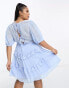 Фото #8 товара ASOS DESIGN Curve open back lace insert dobby mini tea dress in light blue