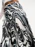 Фото #4 товара ASOS DESIGN Petite satin pleated midi skirt in mono zebra print