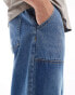 Фото #5 товара DTT elasticated waist contrast panel rigid baggy fit jeans in mid blue