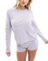 Фото #8 товара ASOS DESIGN mix & match long sleeve henley pyjama top with picot trim in lilac