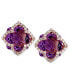 ფოტო #1 პროდუქტის Lavender Rosé by EFFY® Amethyst (6-1/4 ct. t.w.) and Diamond (1/3 ct. t.w.) Clover Stud Earrings in 14k Rose Gold