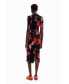 Women's Ribbed floral midi dress Black|Red, XSmall - фото #4