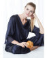 Фото #3 товара Women's 22 Momme Laced Silk Pajama Set