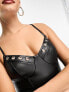 Фото #3 товара Miss Selfridge faux leather eyelet detail bodysuit in black