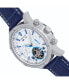 Men Wilhelm Leather Watch - Navy/Silver, 42mm