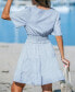 Фото #3 товара Women's Blue & White Striped Ruffle Hem Mini Beach Dress
