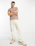 ASOS DESIGN t-shirt with roll sleeve in light brown