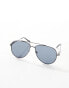 River Island double metal aviator sunglasses in black