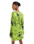 YAS frill detail tie front blouse co-ord in lime print - MULTI Durchgehender Print in Limettengrün, M - фото #8