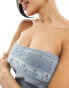 Фото #4 товара Simmi bandeau buckle detail denim top co-ord in blue