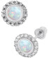 ფოტო #1 პროდუქტის Lab-Grown Opal (1/5 ct. t.w.) & Lab-Grown White Sapphire (1/5 ct. t.w.) Halo Stud Earrings