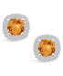 Citrine (1-3/4 ct. t.w.) and Diamond (3/8 ct. t.w.) Halo Stud Earrings in 14K White Gold