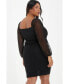 Women's Plus Size Mesh Bardot Bodycon Dress