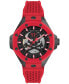 ფოტო #1 პროდუქტის Men's Automatic Skeleton Royal Red Silicone Strap Watch 46mm