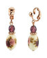 ფოტო #1 პროდუქტის Rose Gold Tone Purple Crystal Bead Flower Drop Clip Earrings