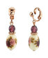 Фото #1 товара Rose Gold Tone Purple Crystal Bead Flower Drop Clip Earrings