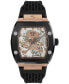 ფოტო #1 პროდუქტის Men's Automatic The $keleton Black Silicone Strap Watch 44mm