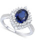 ფოტო #1 პროდუქტის Lab-Grown Blue Sapphire (2-1/3 ct. t.w.) & Lab-Grown White Sapphire (1 ct. t.w.) Halo Statement Ring in Sterling Silver
