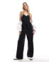 & Other Stories relaxed leg stretch jumpsuit with camisole straps and tie waist in black Черный, L - EU 44 - фото #1