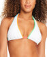 Фото #1 товара Women's Contrast-Trim Slider Triangle Bikini Top