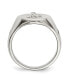 Stainless Steel Polished Sterling Silver Cross CZ Signet Ring