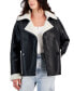 Фото #1 товара Juniors' Faux-Leather Long-Sleeve Jacket