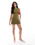 Closet London underbust seam mini dress in olive