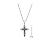 Фото #2 товара STEELTIME men's Two Toned black IP Plated Stainless Steel Cross Pendant with Simulated Diamond Necklaces