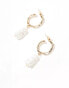 SVNX gold hoop earrings with long pearl detail