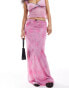 Фото #4 товара ASOS DESIGN mesh maxi skirt co ord in soft pink