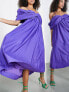 Фото #3 товара ASOS EDITION drape off shoulder cami midi dress in purple