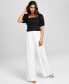 Фото #1 товара Women's Pleat-Front Wide-Leg Soft Pants