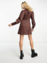 Фото #2 товара New Look button through mini tea dress in brown zebra print