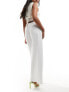 Abercrombie & Fitch ultra wide leg crinkle trouser in white Hellweiß, M - фото #7