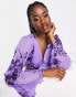 Фото #6 товара ASOS DESIGN pleat chiffon mini dress with cut out sides in purple with floral print