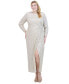 Фото #3 товара Plus Size Boat-Neck Long-Sleeve Sequin Gown